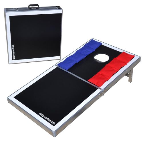  [아마존 핫딜]  [아마존핫딜]GoSports Cornhole PRO Regulation Size Bean Bag Toss Game Set - Foldable (American Flag, LED, Black, Red & Blue Designs)