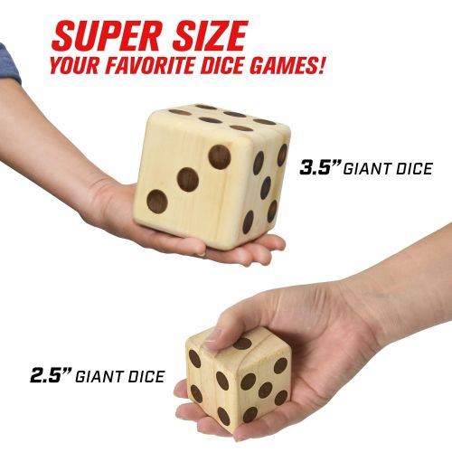  [아마존 핫딜]  [아마존핫딜]GoSports Giant Wooden Playing Dice Set with Bonus Rollzee and Farkle Scoreboard - Includes 6 Dice, Dry-Erase Scoreboard and Canvas Carrying Bag (Choose 2.5 Dice or 3.5 Dice)