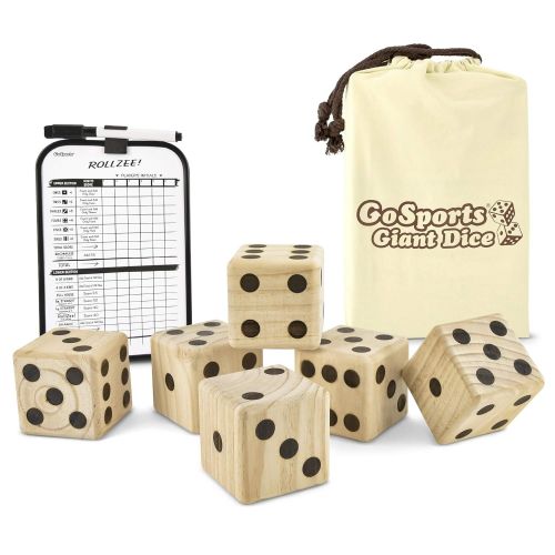  [아마존 핫딜]  [아마존핫딜]GoSports Giant Wooden Playing Dice Set with Bonus Rollzee and Farkle Scoreboard - Includes 6 Dice, Dry-Erase Scoreboard and Canvas Carrying Bag (Choose 2.5 Dice or 3.5 Dice)