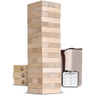 [아마존베스트]GoSports Giant Wooden Toppling Tower (Stacks to 5+ Feet) | Choose Between Natural, Brown Stain or Gray Stain | Includes Bonus Rules with Gameboard | Made from Premium Pine