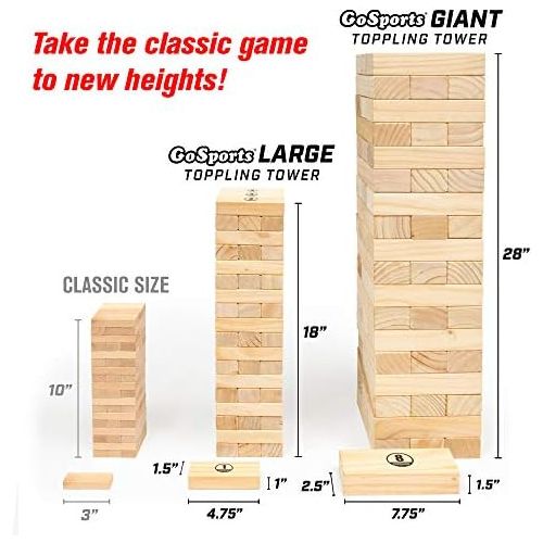  [아마존베스트]GoSports Giant Wooden Toppling Tower (Stacks to 5+ Feet) | Choose Between Natural, Brown Stain or Gray Stain | Includes Bonus Rules with Gameboard | Made from Premium Pine