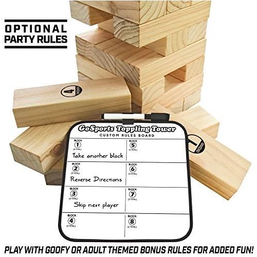  [아마존베스트]GoSports Giant Wooden Toppling Tower (Stacks to 5+ Feet) | Choose Between Natural, Brown Stain or Gray Stain | Includes Bonus Rules with Gameboard | Made from Premium Pine