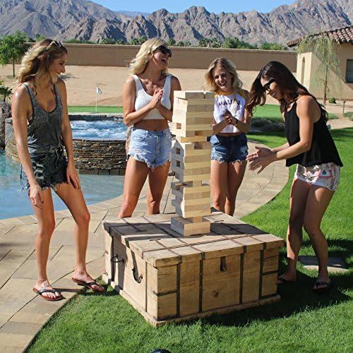  [아마존베스트]GoSports Giant Wooden Toppling Tower (Stacks to 5+ Feet) | Choose Between Natural, Brown Stain or Gray Stain | Includes Bonus Rules with Gameboard | Made from Premium Pine