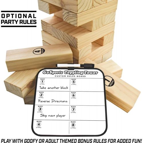  [아마존베스트]GoSports Giant Wooden Toppling Tower (Stacks to 5+ Feet) | Choose Between Natural, Brown Stain or Gray Stain | Includes Bonus Rules with Gameboard | Made from Premium Pine