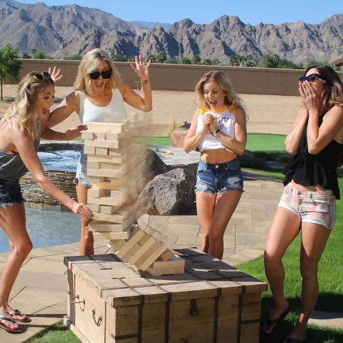  [아마존베스트]GoSports Giant Wooden Toppling Tower (Stacks to 5+ Feet) | Choose Between Natural, Brown Stain or Gray Stain | Includes Bonus Rules with Gameboard | Made from Premium Pine