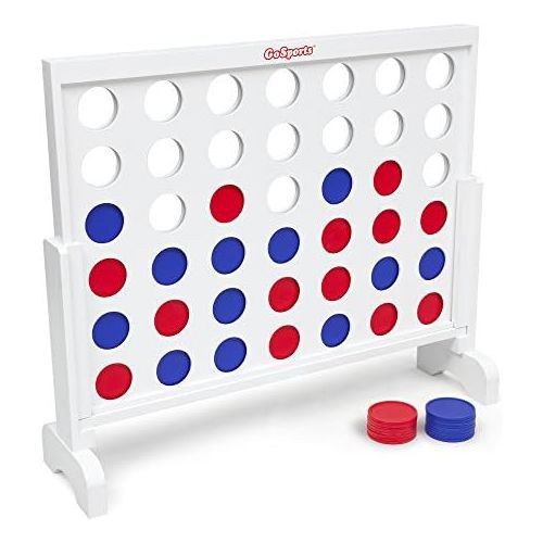  [아마존베스트]GoSports Giant Wooden 4 in a Row Game | Choose Between Classic White or Dark Stain | 3 Foot Width - Jumbo 4 Connect Family Fun with Coins, Case and Rules