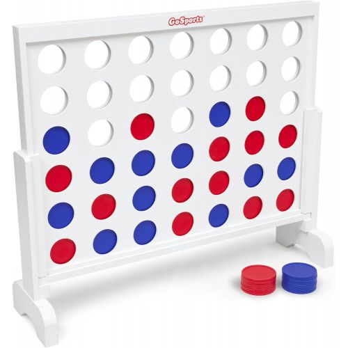  [아마존베스트]GoSports Giant Wooden 4 in a Row Game | Choose Between Classic White or Dark Stain | 3 Foot Width - Jumbo 4 Connect Family Fun with Coins, Case and Rules