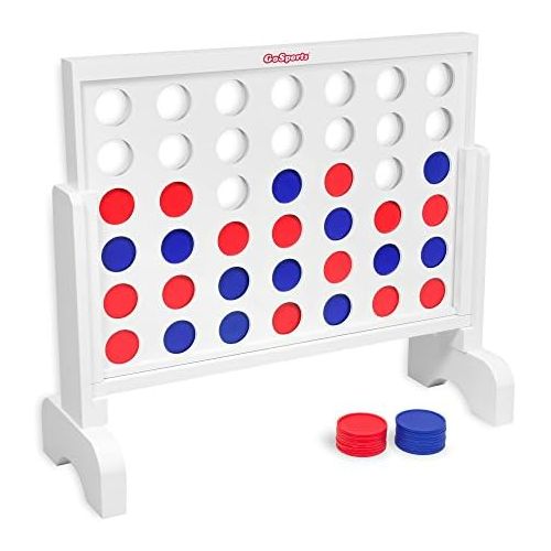  [아마존베스트]GoSports Giant Wooden 4 in a Row Game | Choose Between Classic White or Dark Stain | 2 Foot Width - Huge 4 Connect Family Fun with Coins, Case and Rules