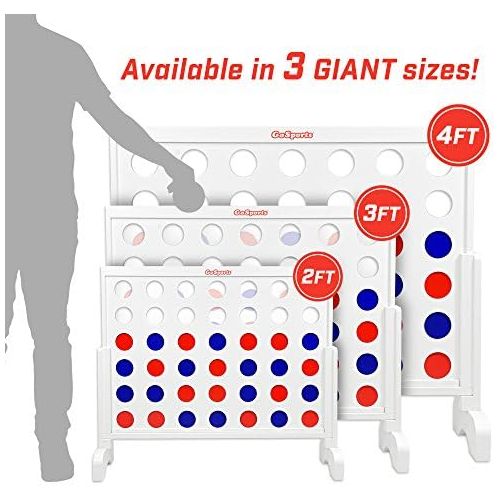  [아마존베스트]GoSports Giant Wooden 4 in a Row Game | Choose Between Classic White or Dark Stain | 2 Foot Width - Huge 4 Connect Family Fun with Coins, Case and Rules