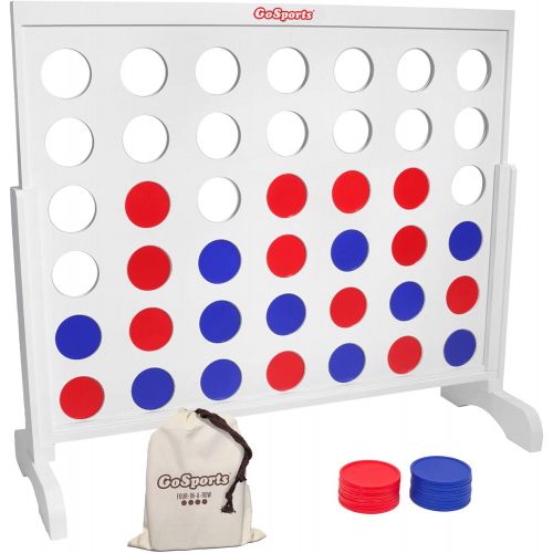  [아마존베스트]GoSports Giant Wooden 4 in a Row Game - HUGE 4 Foot Width - with Rules and Tote Bag for Coins