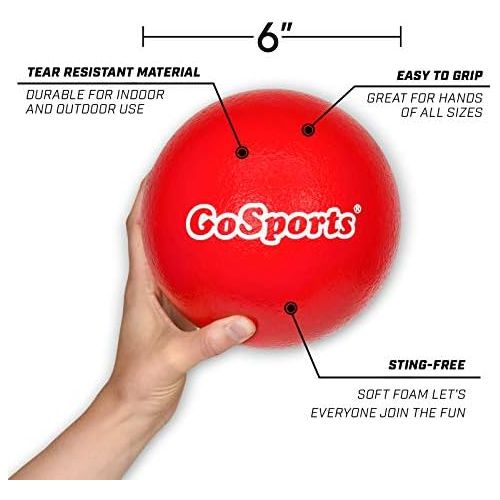  [아마존베스트]GoSports Soft Touch Foam Dodgeball Set for Kids & Adults | 6 Pack with Mesh Carry Bag| Choose 6 or 7 Size