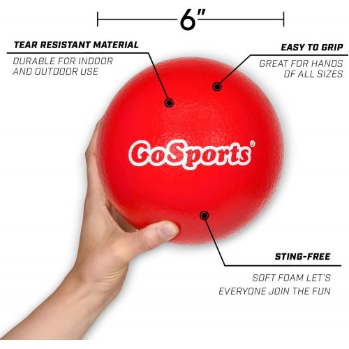  [아마존베스트]GoSports Soft Touch Foam Dodgeball Set for Kids & Adults | 6 Pack with Mesh Carry Bag| Choose 6 or 7 Size