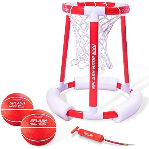  [아마존베스트]GoSports Splash Hoop 360 Floating Pool Basketball Game | Includes Water Basketball Hoop, 2 Balls and Pump