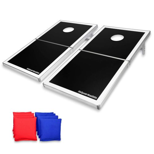  [아마존 핫딜]  [아마존핫딜]GoSports Cornhole PRO Sitzsack Wurfspiel-Set  faltbar (amerikanische Flagge, LED, Schwarz, Rot und Blau)