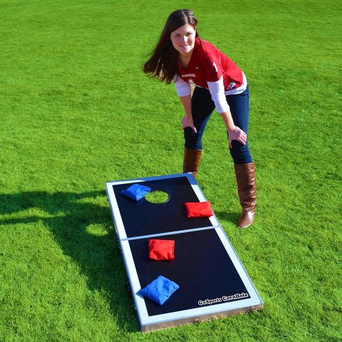  [아마존 핫딜]  [아마존핫딜]GoSports Cornhole PRO Sitzsack Wurfspiel-Set  faltbar (amerikanische Flagge, LED, Schwarz, Rot und Blau)