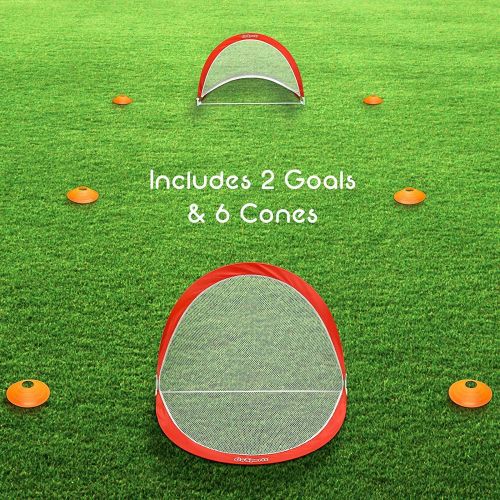  GoSports Foldable Pop Up Soccer Goal Nets, Set of 2, With Agility Training Cones and Portable Carrying Case for Kids & Adults (Choose from 2.5, 4 and 6 sizes)