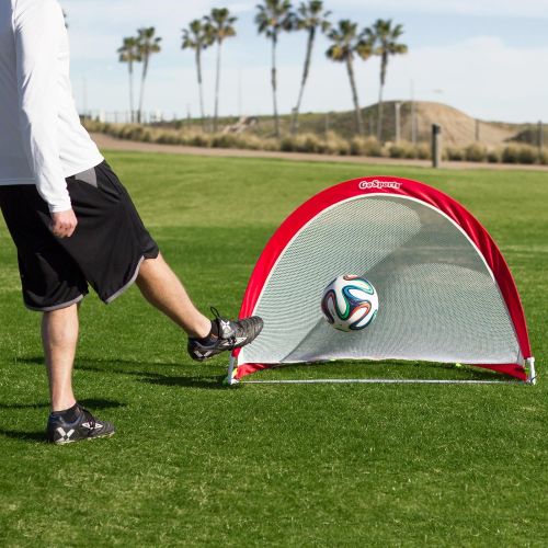  GoSports Foldable Pop Up Soccer Goal Nets, Set of 2, With Agility Training Cones and Portable Carrying Case for Kids & Adults (Choose from 2.5, 4 and 6 sizes)