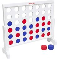 GoSports Giant Wooden 4 in a Row Game | Choose Between Classic White or Dark Stain | 3 Foot Width - Jumbo 4 Connect Family Fun with Coins, Case and Rules