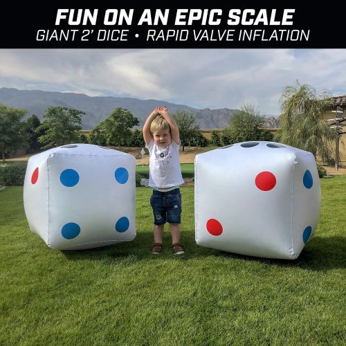  GoSports Giant 2 Foot Inflatable Dice for Dice Games | Jumbo Size with Rapid Valve Inflation, 2 Pack