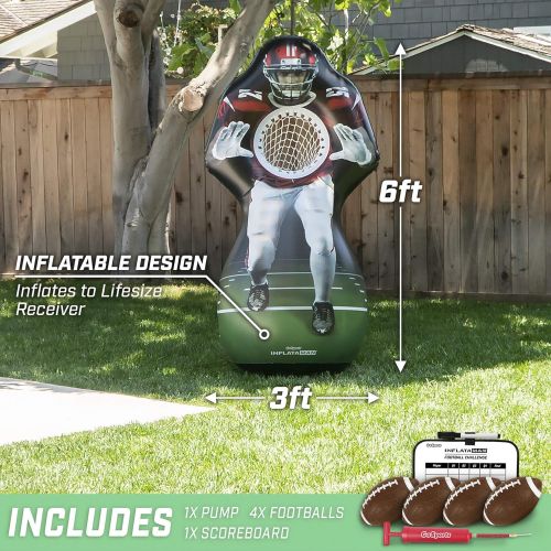  GoSports Inflataman Football Challenge - Inflatable Receiver Touchdown Toss Game, Red