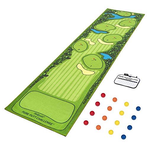  GoSports Pure Putt Challenge Putting Games | Huge 10ft Putting Green Rug with 16 Golf Balls & Scorecard | 2-4 Player Indoor or Outdoor Games for All Skill Levels