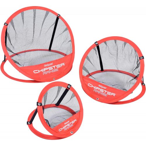  GoSports CHIPSTER Range - 3 Piece Golf Chipping Practice Net Target System with Carrying Case, Red