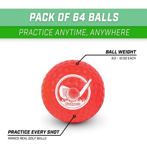  GoSports Foam Golf Practice Balls - Realistic Feel and Limited Flight | Soft for Indoor or Outdoor Training | Choose Between 16 Pack or 64 Pack