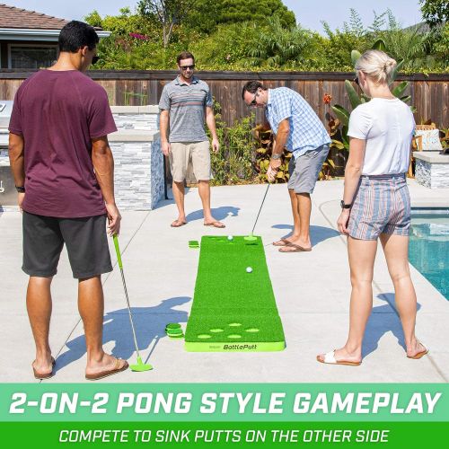  GoSports Battleputt Golf Putting Game, 2-on-2 Pong Style Play with 11’ Putting Green, 2 Putters and 2 Golf Balls