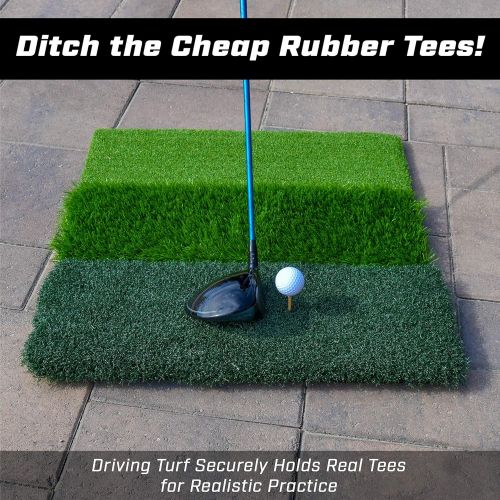  GoSports Tri-Turf XL Golf Practice Hitting Mat - Huge 24 x 24 Turf Mat for Indoor Outdoor Training, Green