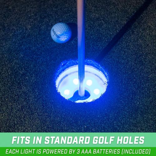  GoSports Light Up Golf Hole Lights 3 Pack - Great for Low Light Golf Play, Putting Practice, Chipping Practice and More, Multi color