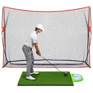 GoSports Golf at-Home Driving Range Bundle Includes Hitting Mat, Hitting Net, Ball Tray and 32 Golf Balls - Choose Standard or Elite Golf Bundle