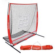 GoSports 5x5 Baseball & Softball Practice Pitching & Fielding Net with Bow Frame, Carry Bag and Bonus Strike Zone, Great for all Skill Levels