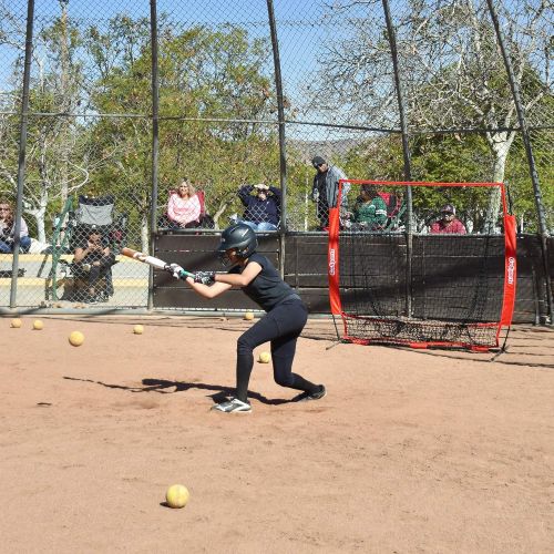  GoSports 5x5 Baseball & Softball Practice Pitching & Fielding Net with Bow Frame, Carry Bag and Bonus Strike Zone, Great for all Skill Levels