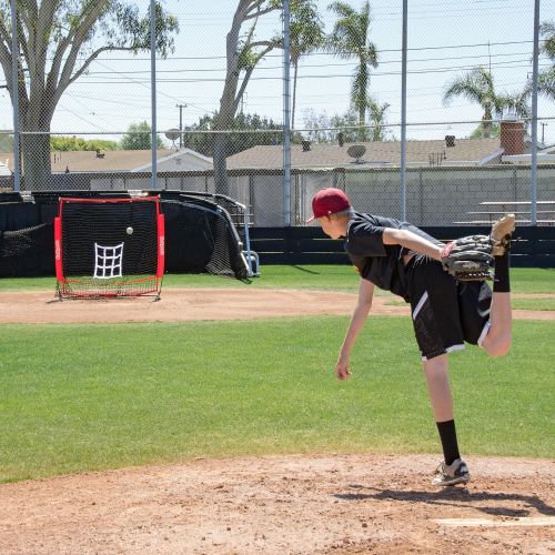  GoSports 5x5 Baseball & Softball Practice Pitching & Fielding Net with Bow Frame, Carry Bag and Bonus Strike Zone, Great for all Skill Levels