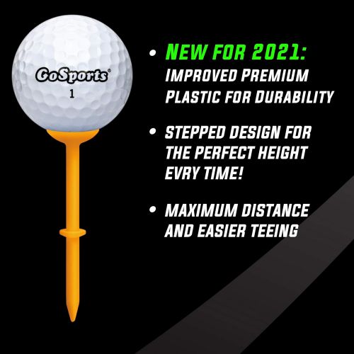  GoSports 3.25” Widemouth Tees Plastic Golf Tees, 60 Tee Player’s Pack - Max Distance and Easier Teeing