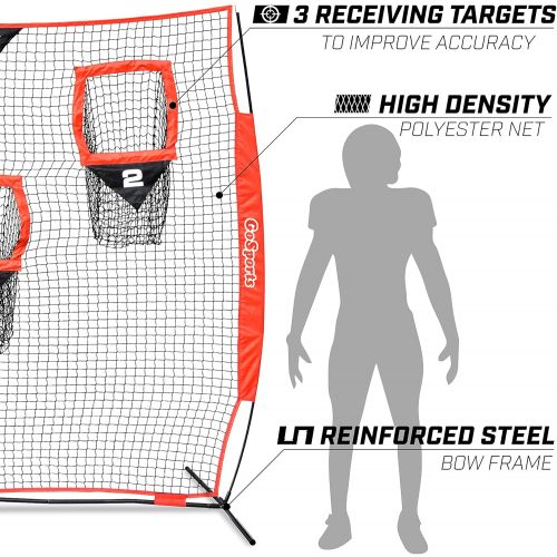  GoSports Football Trainer Throwing Net Choose Between 8 x 8 or 6 x 6 Nets Improve QB Throwing Accuracy - Includes Foldable Bow Frame and Portable Carry Case