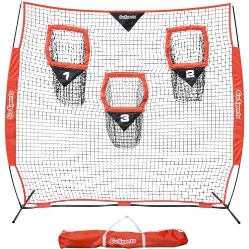  GoSports Football Trainer Throwing Net Choose Between 8 x 8 or 6 x 6 Nets Improve QB Throwing Accuracy - Includes Foldable Bow Frame and Portable Carry Case