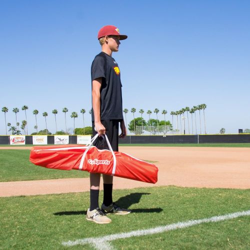  GoSports 7x7 Baseball & Softball Practice Hitting & Pitching Net with Bow Frame, Carry Bag and Bonus Strike Zone, Great for All Skill Levels