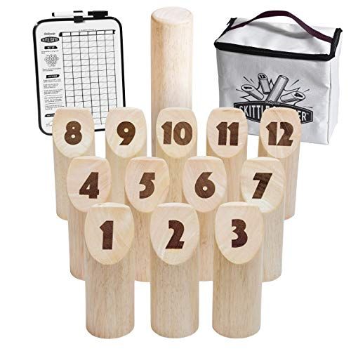  GoSports Skittle Scatter Numbered Block Toss Game with Scoreboard and Tote Bag | Fun Outdoor Game for All Ages