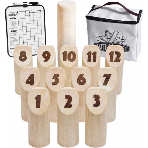  GoSports Skittle Scatter Numbered Block Toss Game with Scoreboard and Tote Bag | Fun Outdoor Game for All Ages