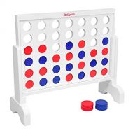 GoSports Giant Wooden 4 in a Row Game | Choose Between Classic White or Dark Stain | 2 Foot Width - Huge 4 Connect Family Fun with Coins, Case and Rules