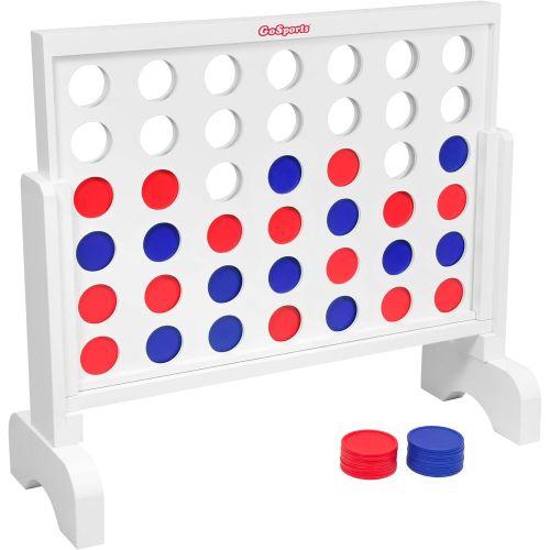  GoSports Giant Wooden 4 in a Row Game | Choose Between Classic White or Dark Stain | 2 Foot Width - Huge 4 Connect Family Fun with Coins, Case and Rules