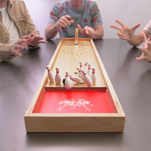  GoSports Tabletop Mini Bowling Game Set | Premium Wooden Construction with Dry Erase Scorecard | Perfect for Kids & Adults