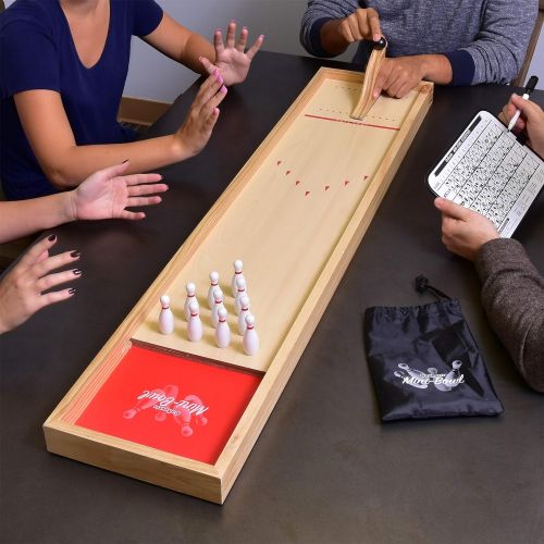  GoSports Tabletop Mini Bowling Game Set | Premium Wooden Construction with Dry Erase Scorecard | Perfect for Kids & Adults