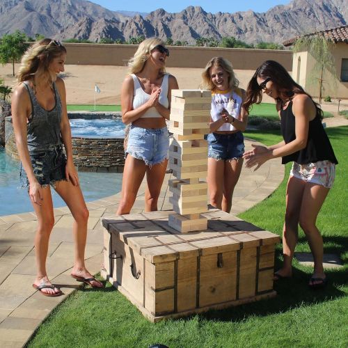  GoSports Giant Wooden Toppling Tower (Stacks to 5+ Feet) | Choose Between Natural, Brown Stain, Gray Stain or Stars and Stripes | Includes Bonus Rules with Gameboard | Made from Pr