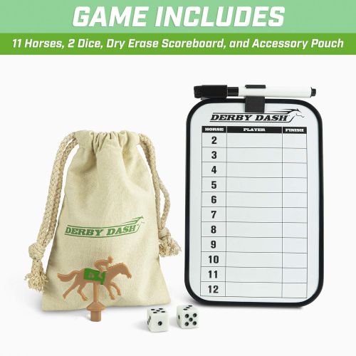  GoSports Derby Dash Horse Race Game Set | Tabletop Horse Racing with 2 Dice and Dry Erase Scoreboard
