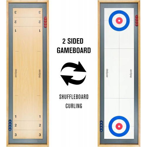  GoSports Shuffleboard and Curling 2 in 1 Table Top Board Game with 8 Rollers - Great for Family Fun