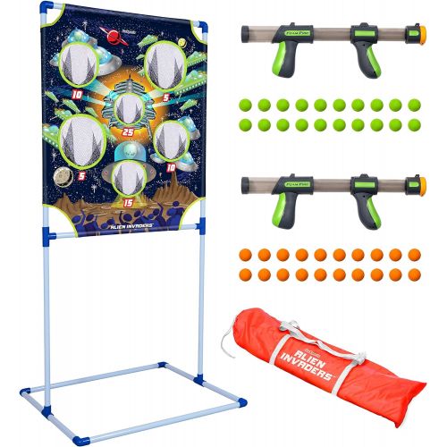  GoSports Foam Fire Games - Available in Alien Invaders and Trophy Hunt Targets or Door Hang Battle Strike and Capture the Cash Targets - Sets Include 2 Toy Blasters for Kids and Fo