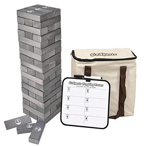  GoSports Large Toppling Tower with Bonus Rules - Starts at 1.5 and Grows to Over 3 -Made from Premium Pine Blocks