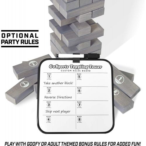  GoSports Large Toppling Tower with Bonus Rules - Starts at 1.5 and Grows to Over 3 -Made from Premium Pine Blocks